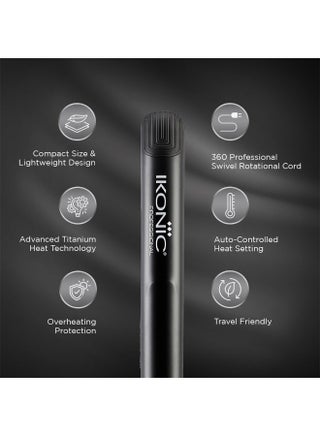Ikonic Glam Hair Straightener Black Professional Floating Tourmaline Ceramic Plates Auto Heat Control Quick Heat-Up Lightweight & Travel-Friendly Ideal for Straightening Curls & Waves All Hair Type - view 3
